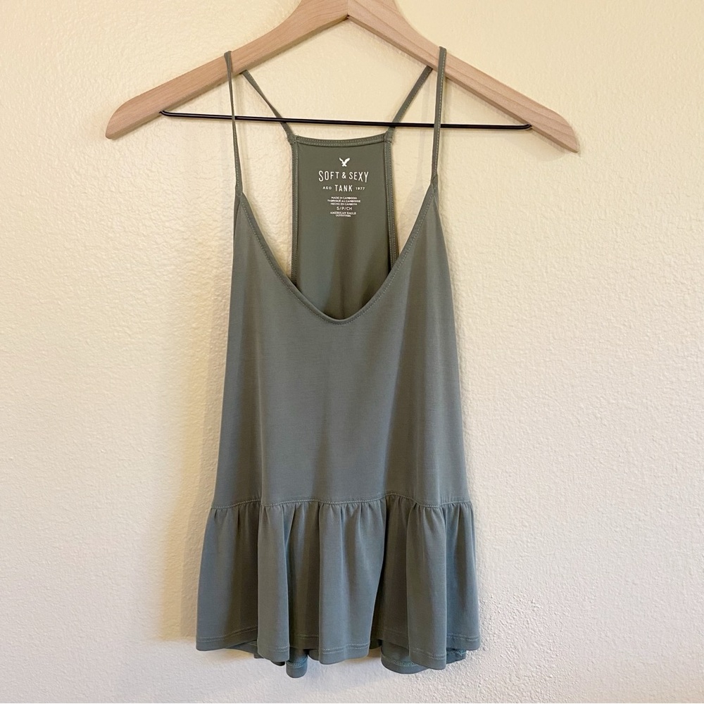 American Eagle Soft & Sexy Green Tank Size Small